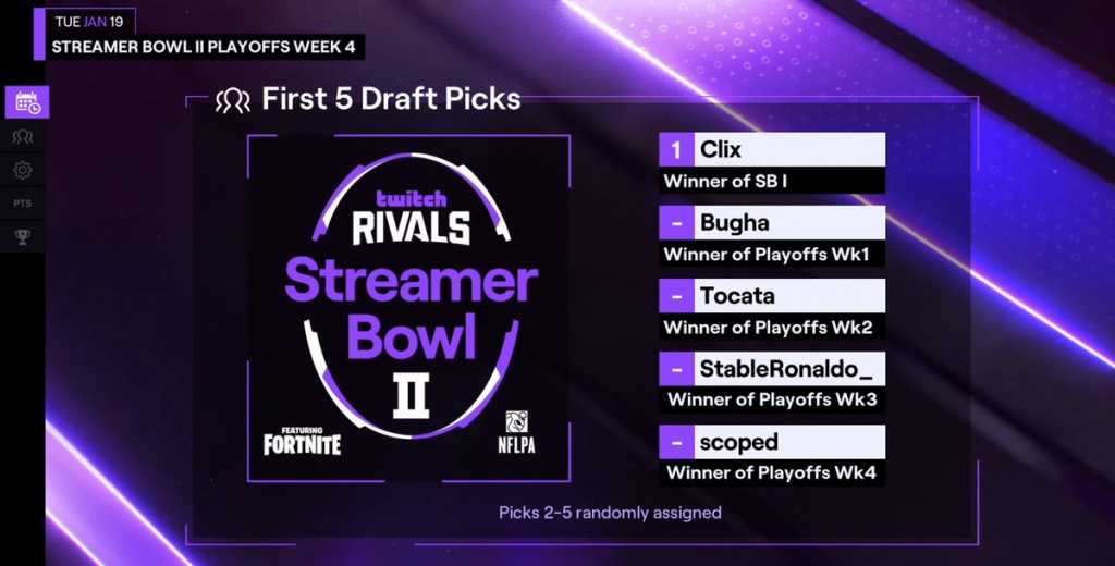 Twitch Rivals Streamer Bowl 2 Draft-Teams