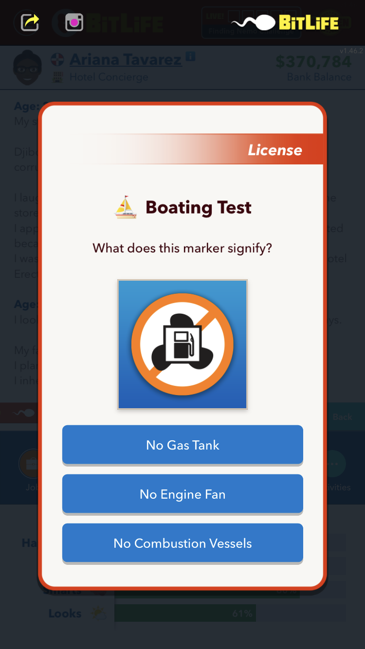 So erhalten Sie einen Bootsführerschein in BitLife - Frage 3