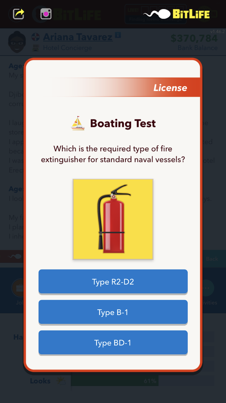 So erhalten Sie eine Bootslizenz in BitLife - Prüfungsfrage 4