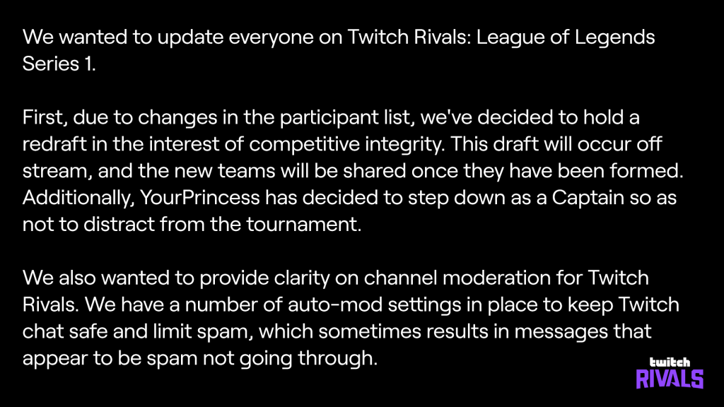 Twitch Rivalen yourprincess Liga der Legenden CLG Dienstag