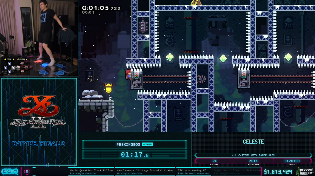 A speedrunner cleared Celeste's hardest levels using a dance pad at AGDQ