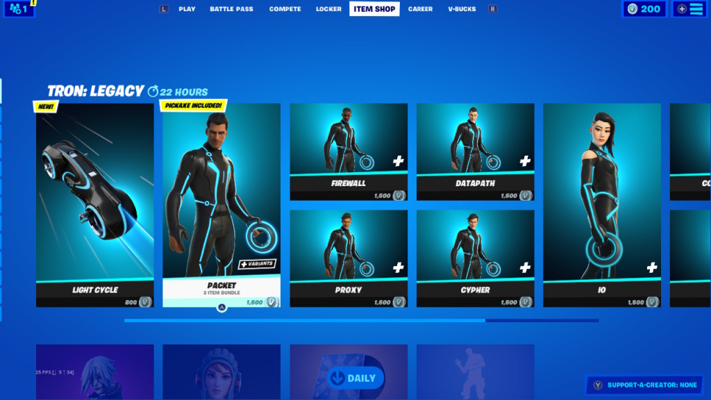 Fortnite Tron Legacy Store