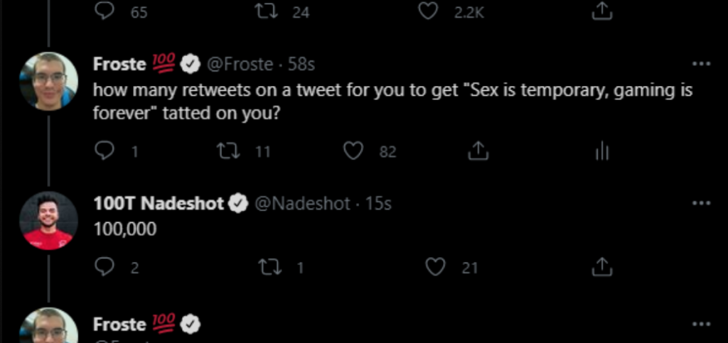 Nadeshot Tattoo Froste fordern 100 Diebe heraus