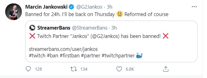 Jankos Twitch Verbot