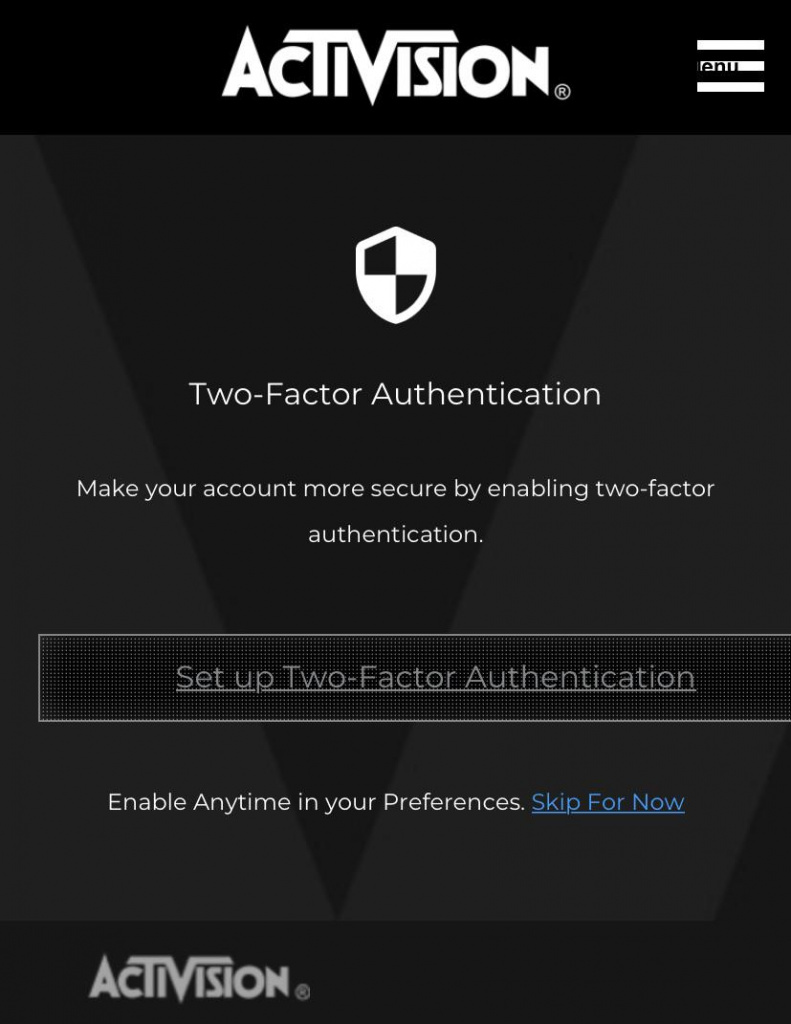 Zwei-Faktor-Authentifizierung des Activision-Kontos