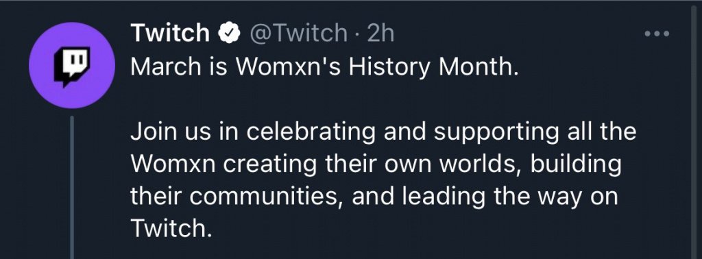 Twitch Backtrack Auf Womxn History Monat Nach Dem Spiel Komponenten Pc