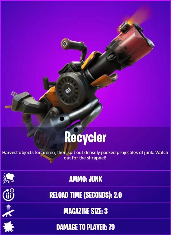 Fortnite Recycler Waffe Waffe Statistiken Erscheinungsdatum Munition Junk epische Spiele