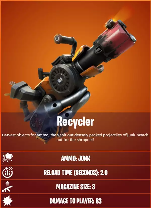 Fortnite Recycler Waffe Waffe Statistiken Erscheinungsdatum Munition Junk epische Spiele