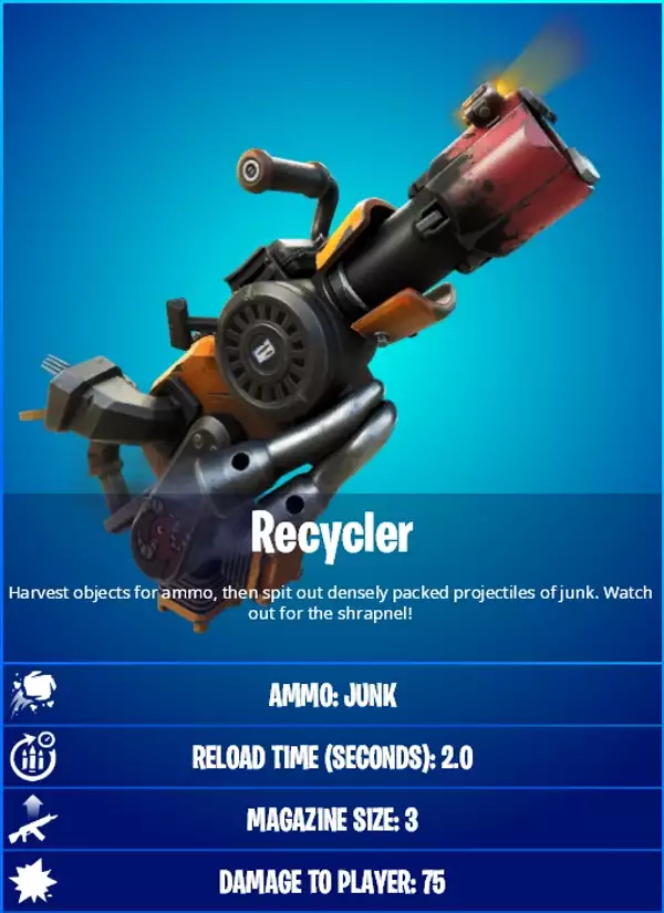 Fortnite Recycler Waffe Waffe Statistiken Erscheinungsdatum Munition Junk epische Spiele