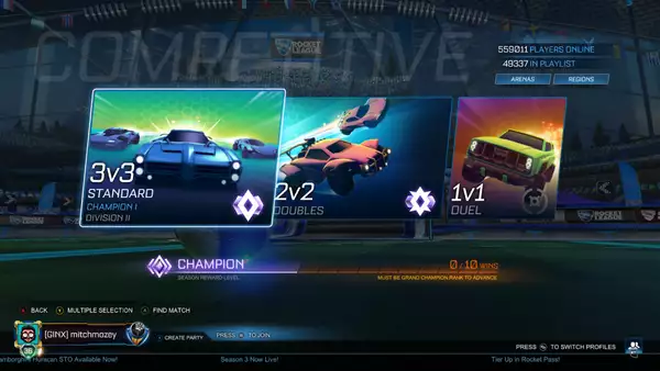 Raketenliga, wie man mitchmozey wettbewerbsfähiges neues Bildschirmmenü rangiert