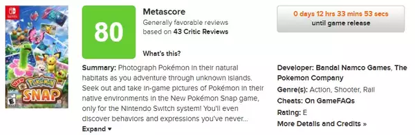 Neue Pokémon Snap Review Zusammenfassung Kritiker metakritischen Durchschnittspunktzahl