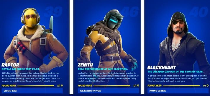 Raptor-, Zenith- und Blackheart-Standorte in Fortnite Season 6