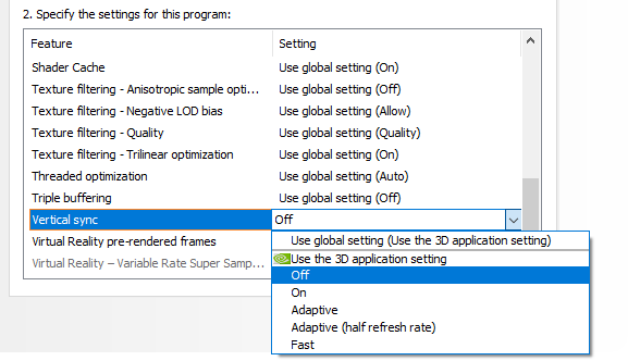 Schalten Sie die vertikale Synchronisierung in der NVIDIA-Systemsteuerung aus