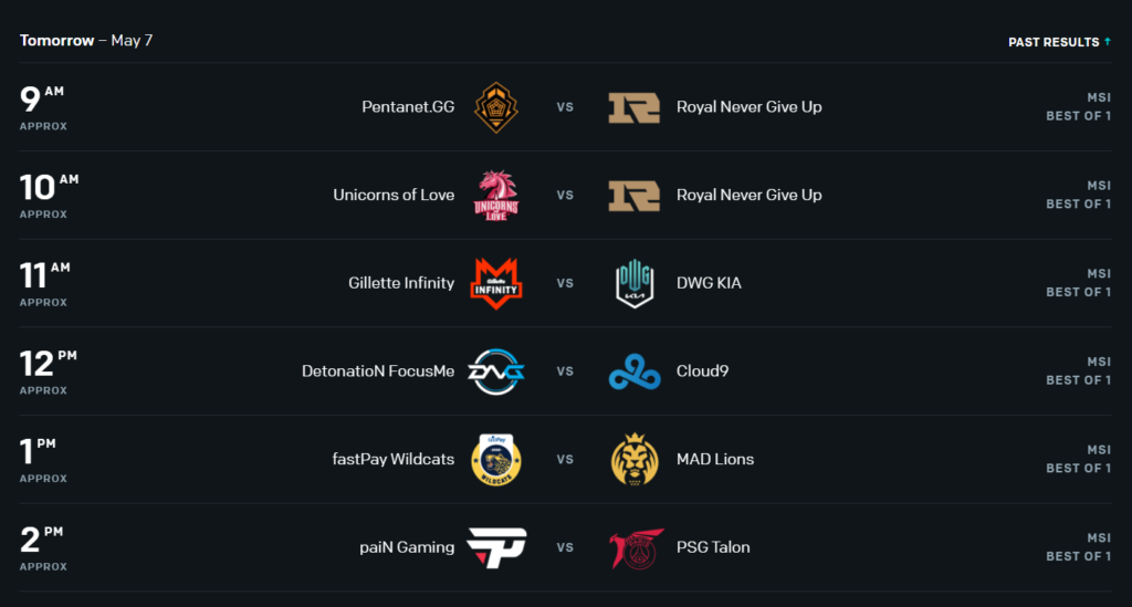 League of Legends Mid-Season Invitational Day 2 Zeitplan