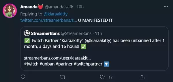 Kiaarakitty ungebanntes Zucken irl Streamer Partnerverbot