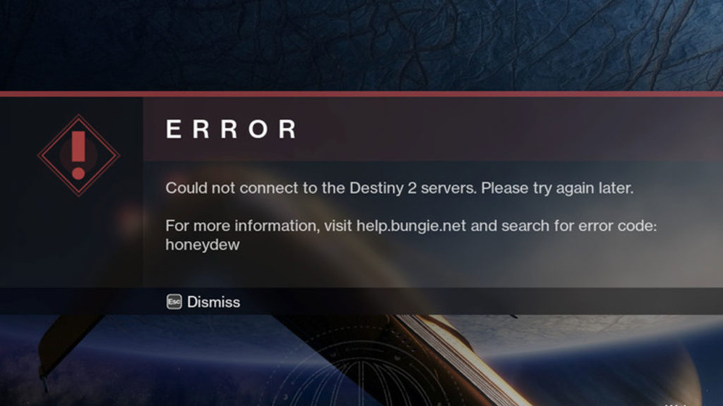 Destiny 2 Fehlercode HONEYDEW