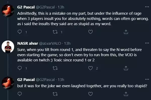 G2 pascal rassistischer Kommentar Valorant Twitch Stream NASR Alvar