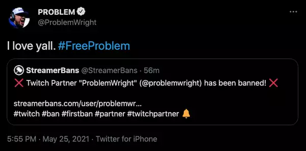 Wrightproblem Verbot zucken Twitter kostenlos Problem