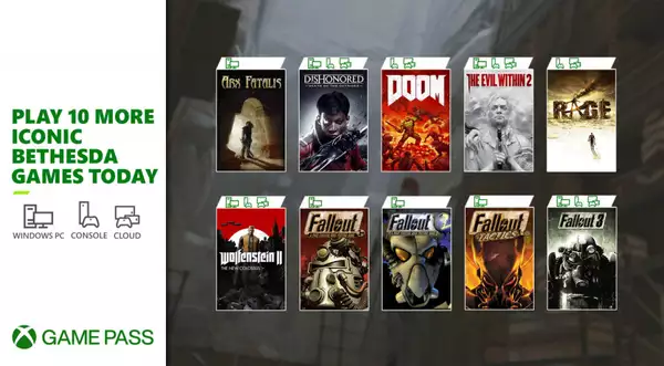 Xbox Game Pass neue Titel hinzugefügt zukünftige Titel Veröffentlichungsplan Tag 1 Microsoft Bethesda