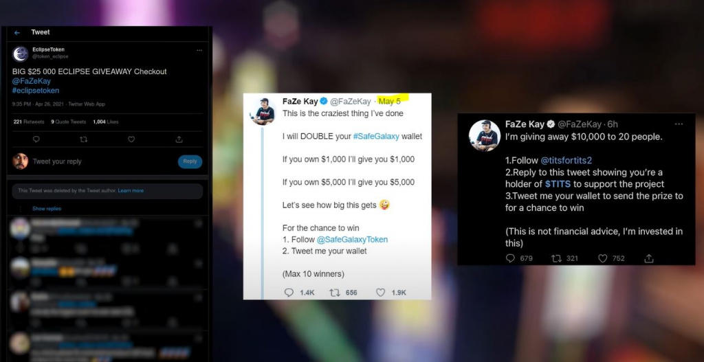 faze kay eclipsetoken safegalaxy titscoin crypto Werbegeschenk Betrug