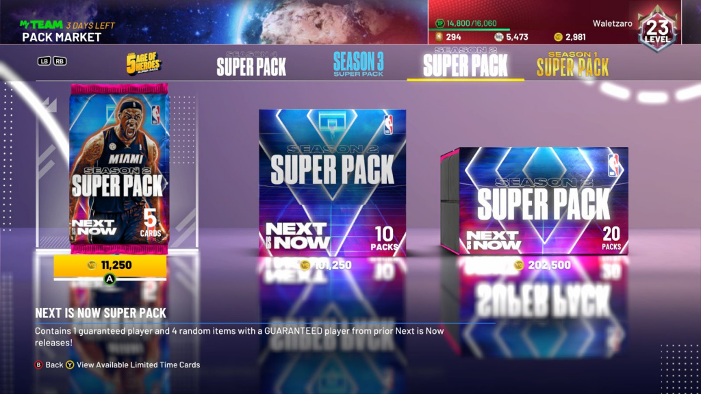 NBA 2K21 Next ist jetzt Super Pack Market