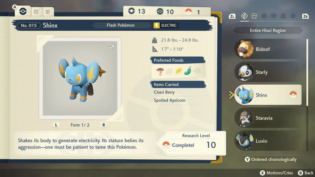 Pokemon Legenden Arceus Pokedex