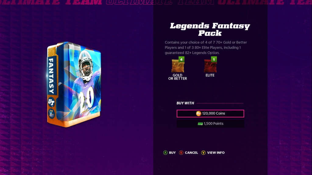 Madden 22 Legends Fantasy Pack Marktplatz