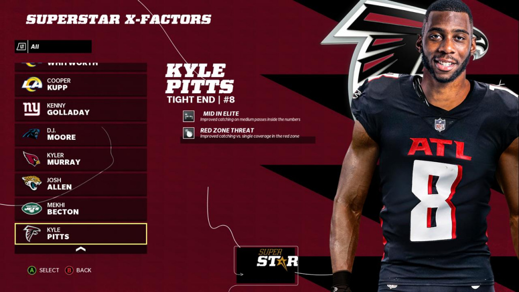 Madden 22 Kyle Pitts Superstar-Eigenschaften