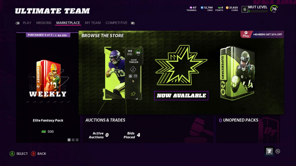 Madden 22 Superstars MUT Marketplace