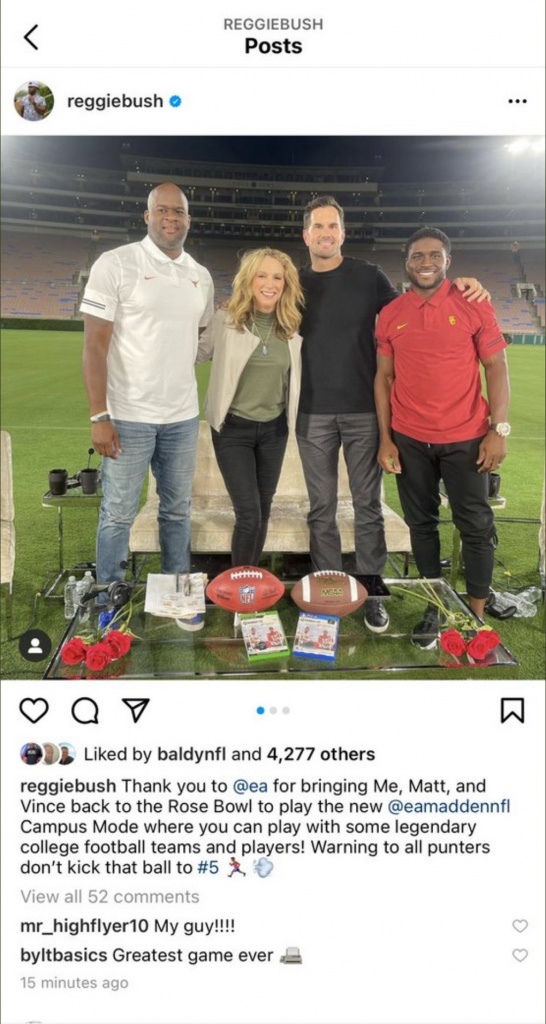 Reggie Bush Instagram Post Madden 22 Campus-Modus