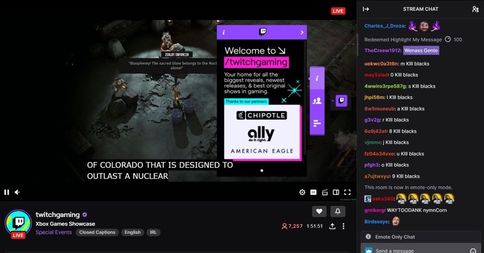 Bots hassen den offiziellen Twitch Gaming-Kanal