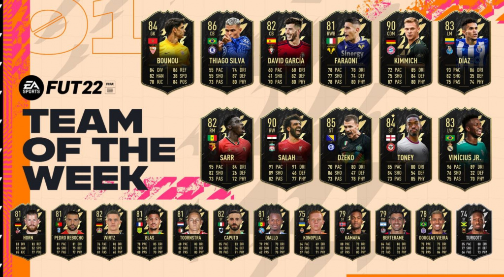 FIFA 22 TOTW #1 Fuß  Salah, Thiago Silva, Vinícius Jr., mehr