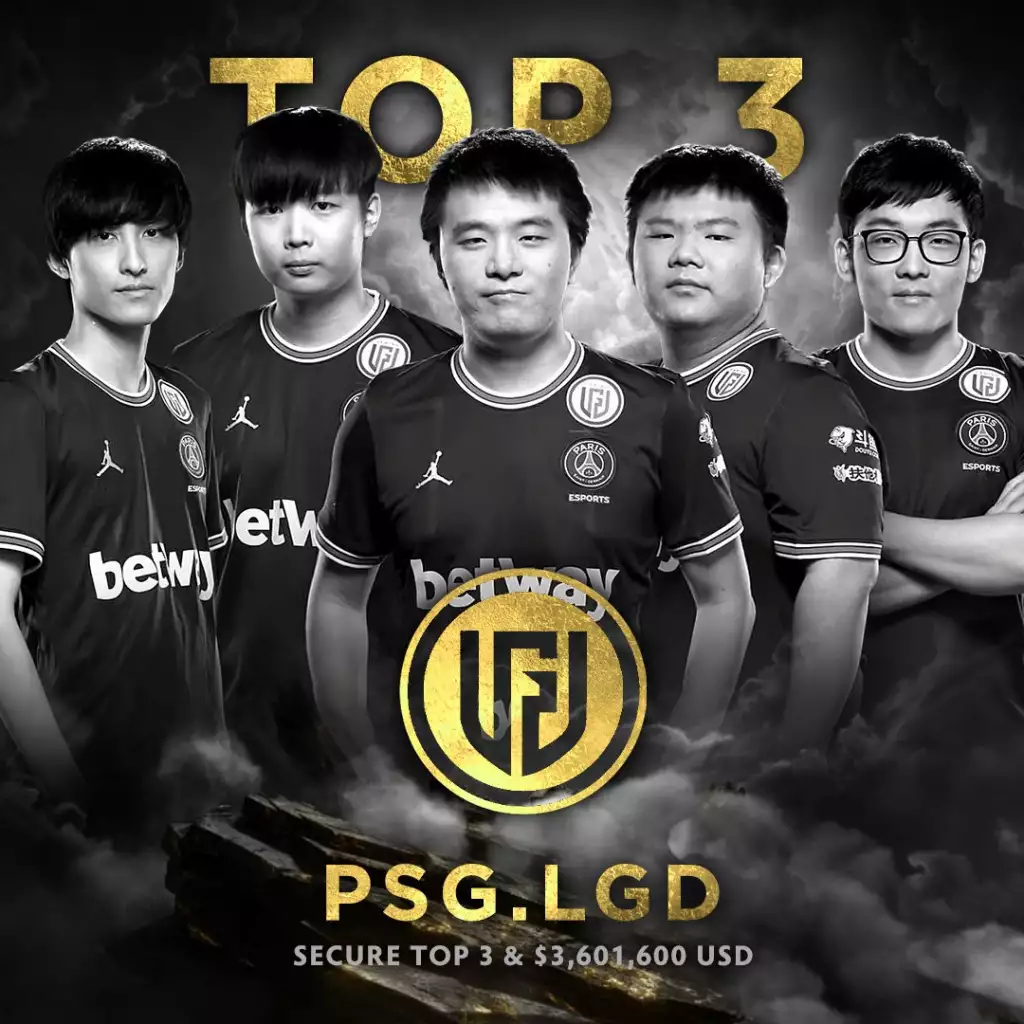 PSG.LGD sicherte sich zum sechsten Mal bei einem Dota 2 TI die Top-3-Platzierung bei TI10.  (Bild: Twitter / Wykrhm Reddy)