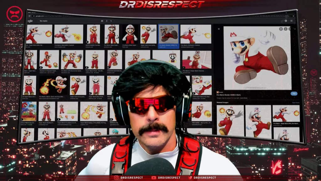 Dr. Disrespect wird von Fans geröstet, weil er wie Fire Mario aussieht