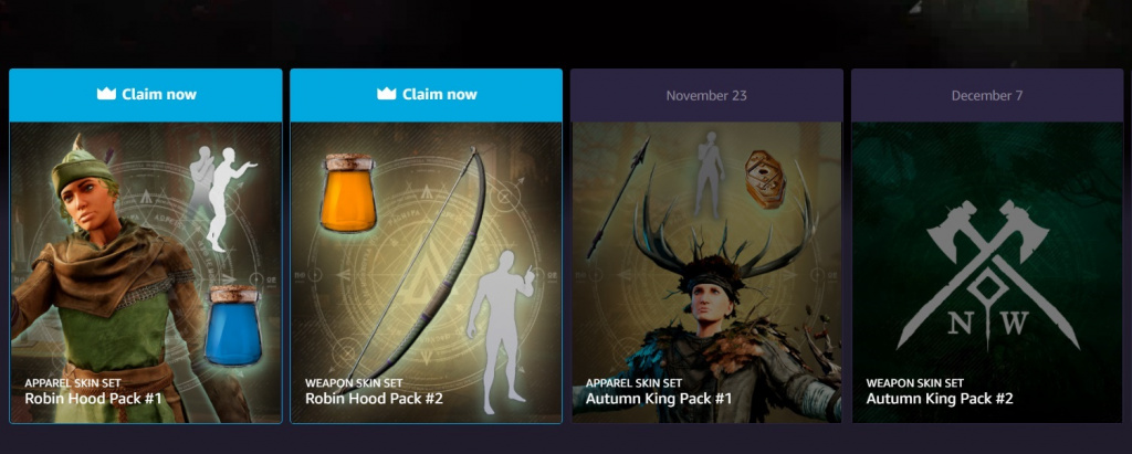 New World Prime Gaming kostenlose Belohnungen, wie man den Inhalt des Autumn Kings Pack Robin Hood Packs erhält