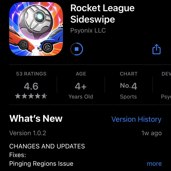 Rocket League Rocket League Sidewipe Rocket League Sidewipe-Fehler Rocket League Sidewipe Anfrage zweimal senden Fehler Rocket League Sidewipe App Store