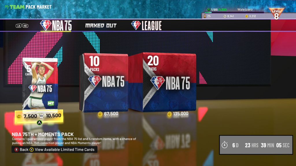 NBA 2K22 NBA75 Pack-Markt