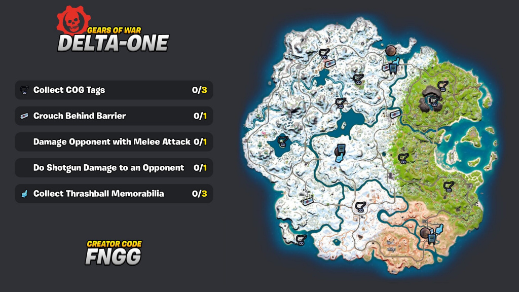 Fortnite Delta-One fordert Gear of War Bundle heraus, wie man Cog-Tags-Standorte vervollständigt