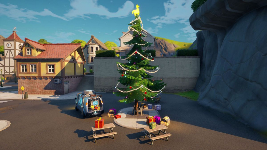 Fortnite Weihnachtsbaum und Schatztruhe Kapitel 3