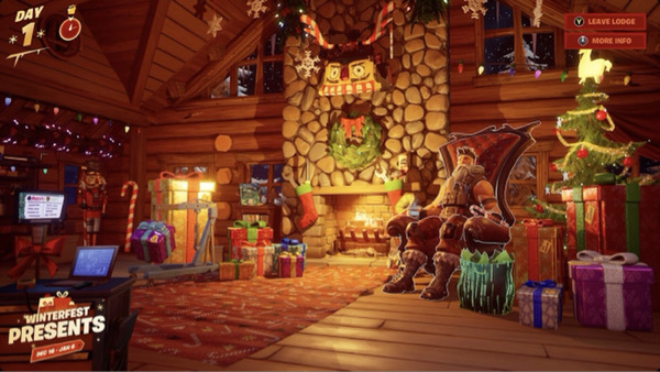 fortnite winterfest quests fortnite wärm dich im weihnachtsbaum log in der gemütlichen hütte wie man es vervollständigt