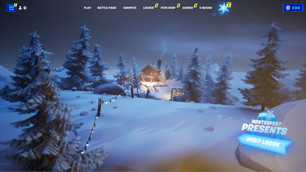 fortnite winterfest fortnite wärm dich im weihnachtslog in der gemütlichen hütte quest location fortnite wärme dich im weihnachtsbaum im kuscheligen hüttenmenü