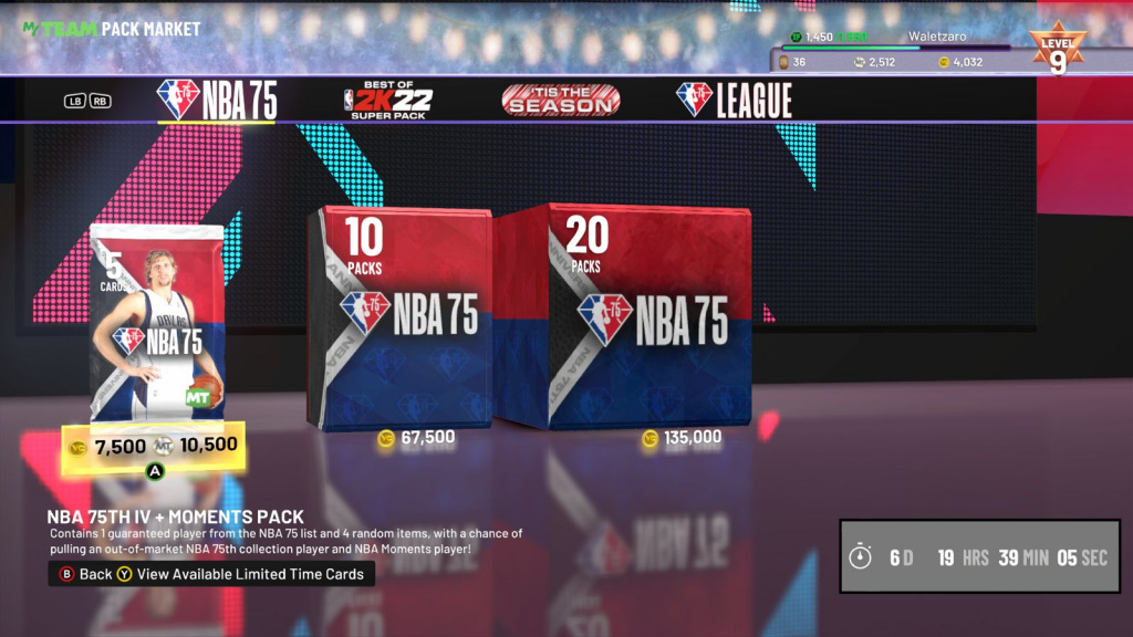 NBA 2K22 NBA75 IV Pack Markt