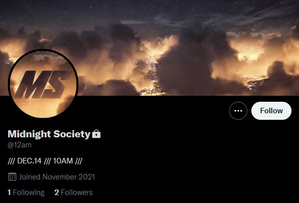 Midnight Society hat auch einen geschützten Twitter-Account.