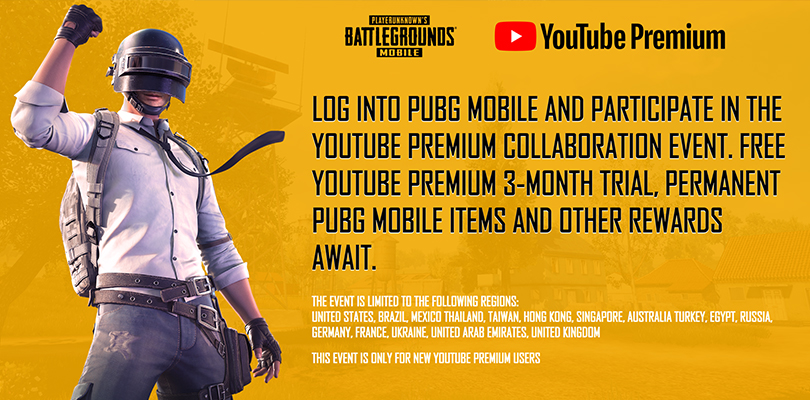 PUBG Mobile x YouTube Premium Collaboration Event: Belohnungen, 3-monatige YT Premium, mehr