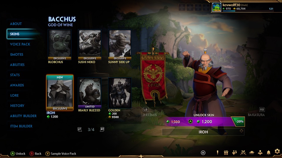 SMITE Iroh Bacchus im Laden