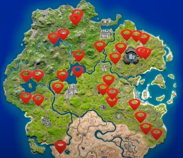 Fortnite Klombos-Standorte, wie man Match-Blowhole-Klombeeren verwendet, beruhigen sich, wo man die Karte der geneigten Türme von v19.10 findet