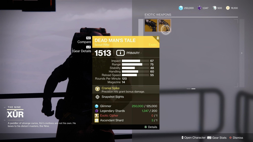 xur Exotische Waffen Schicksal 2