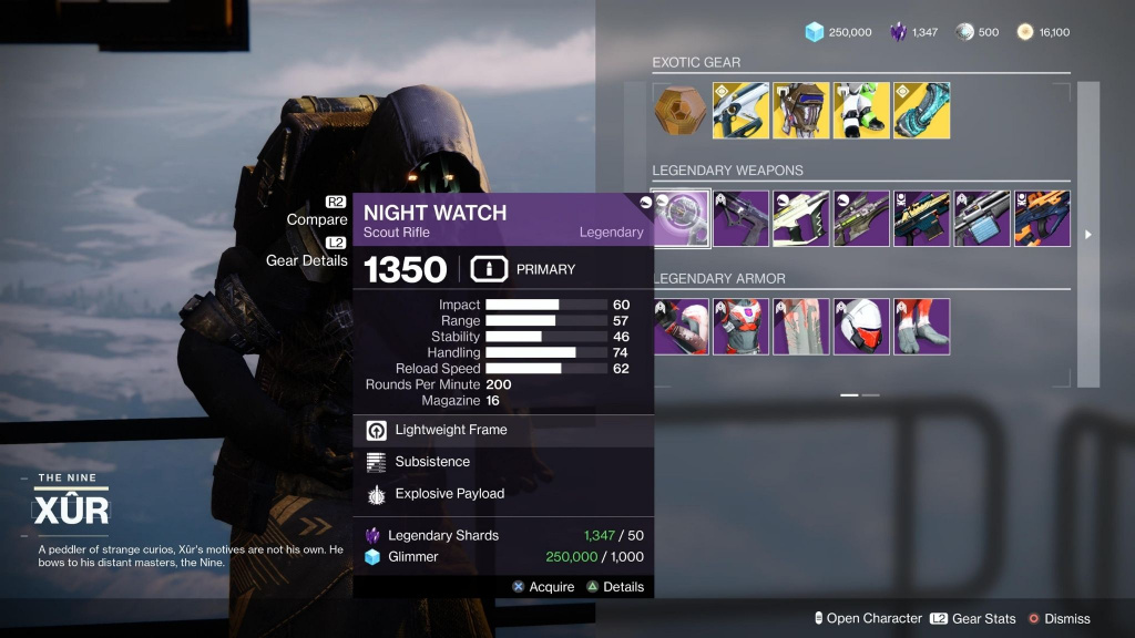 xur legendäre Waffen des Schicksals 2