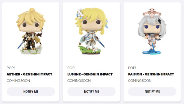 Genshin Impact Funko Pop Collection Aether Paimon Lumine