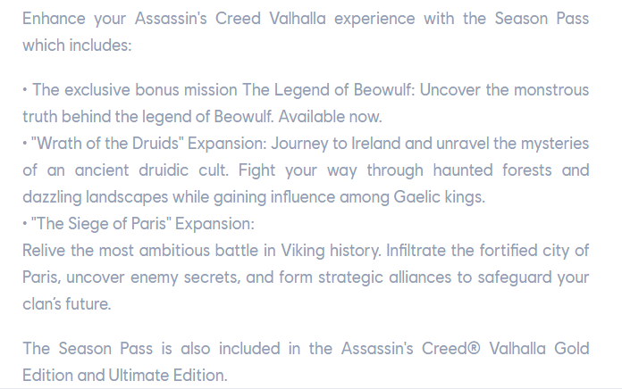 Assassin's Creed Valhalla Dawk of Ragnarok Season Pass ist im Ubisoft Store erhältlich.